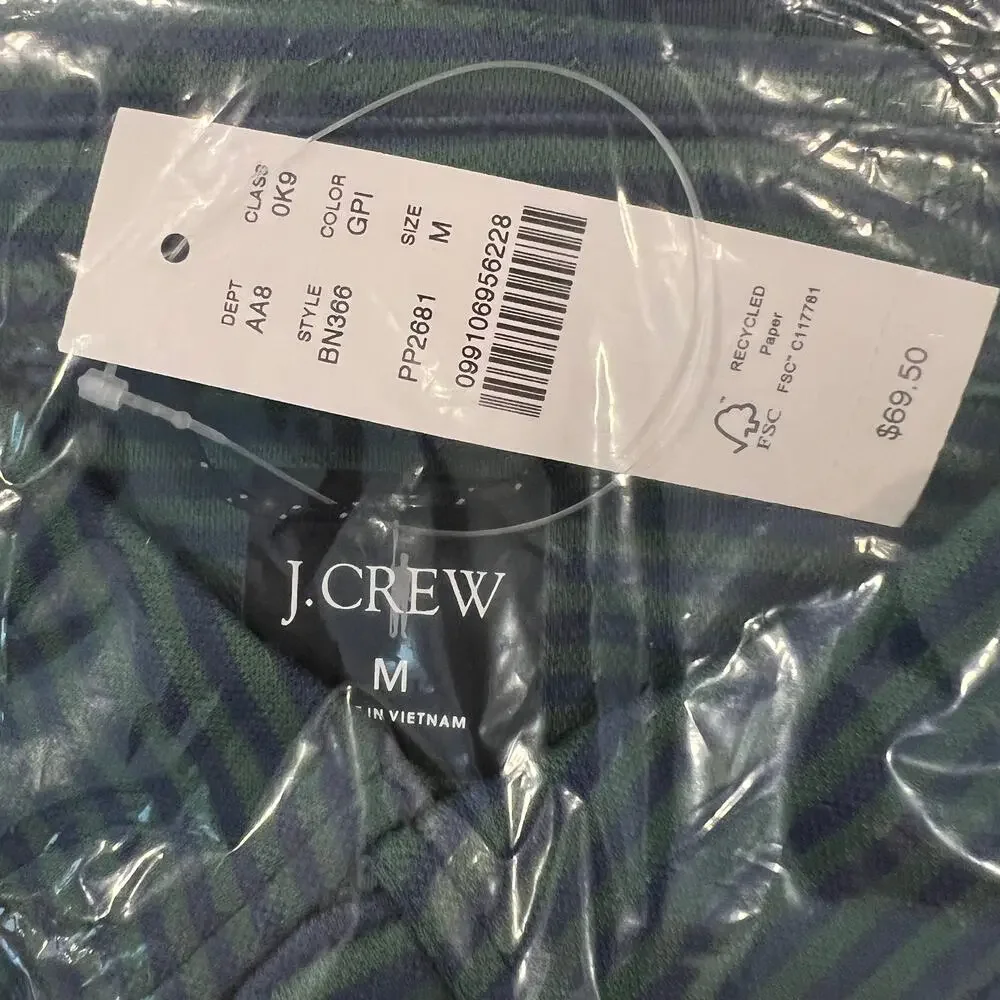 NWT J. Crew Men's Green & Navy Stripe Performance Coolmax Polo Shirt